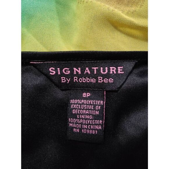 Signature by Robbie Bee Beaded Lined Sheer Tropical Tea Dress - Picture 7 of 7